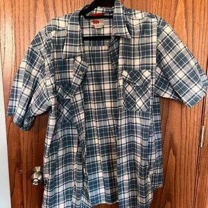 Men's Blue Plaid Casual Button Down Shirt